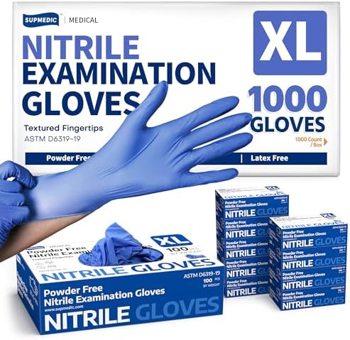 Supmedic Soft Max Exam Gloves, Powder-Free Disposable, Blue Iris