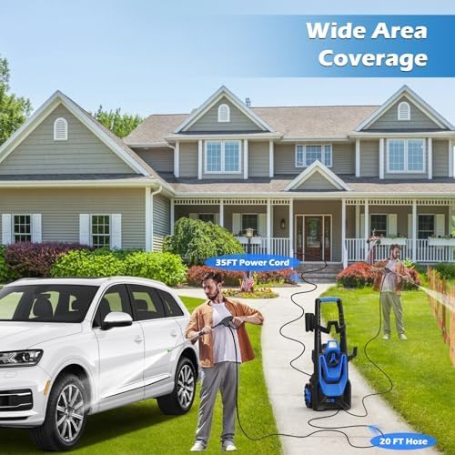 Pressure Washer -5000PSI Power Washer 500ML Foam Canno with Pressure Washers 4 Quick Connect Nozzles for Cars Patios Driveway