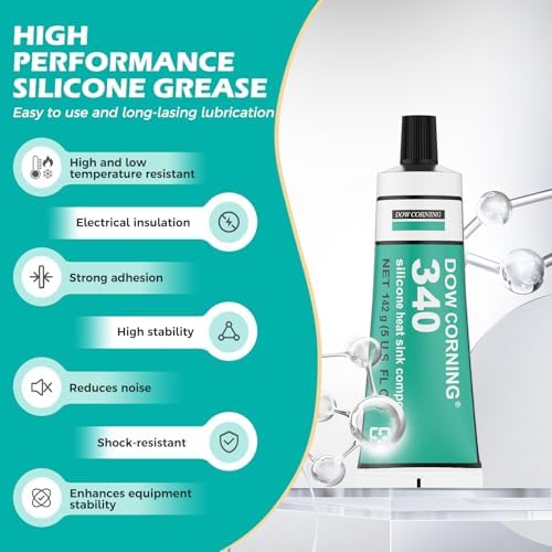 Dow Corning 340 Silicone Heat Sink Compound 142g (5oz) Thermal Conductive Silicone Grease IGBT Heat Dissipation Paste for Electrical Devices PCB Assemblies and Computer CPU Non Flowing