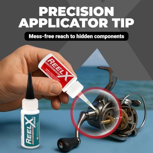 ReelX Fishin' Kit Combo, Marine-Grade Corrosion-Resistant Reel Oil and Grease Set with Precision Applicators for Bearings, Spinning, Baitcasting, Spincast, Fly, Trolling and Electric Reels, 1 oz Each
