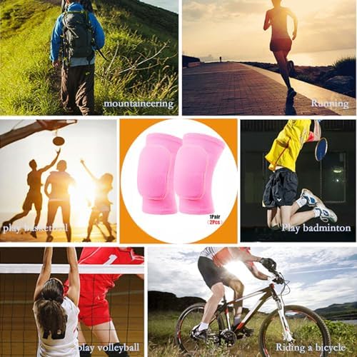 Anti slip sponge, soft and breathable men's, women's, girls', and children's pink knee pads suitable for sports scenes such as volleyball, football, dance, yoga, wrestling, running, cycling, etc (Pink, Medium)