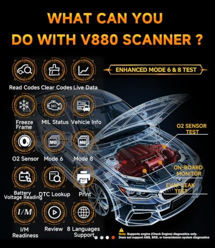 OBD2 Scanner,V880 Check Engine Light Car Code Reader with Reset