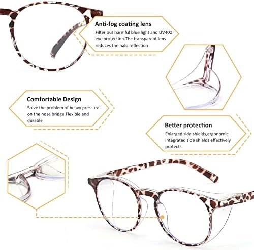 2 Pairs Anti Fog Safety Goggles Protective Glasses Blue Light Blocking Eyeglasses for Men Women