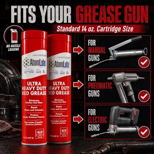 AtomLube Ultra Heavy Duty Red Grease, 2-Pack of 14 oz Tubes