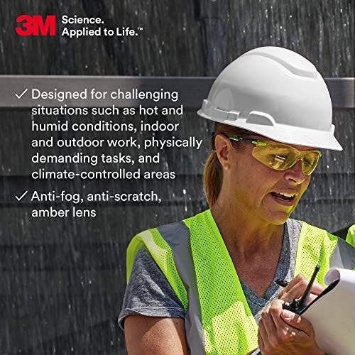 3M Safety Glasses, Solus 1000, Scotchgard Amber Lens, Green/Black Frame