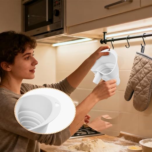 Flour Funnel for Kitchen Aid&Cream Scraper Set, Silicone Food-Grade | Stand Mixer | Leak-Proof Large Capacity Collapsible Design (red, Extended * 1 + Cream Scraper Set)
