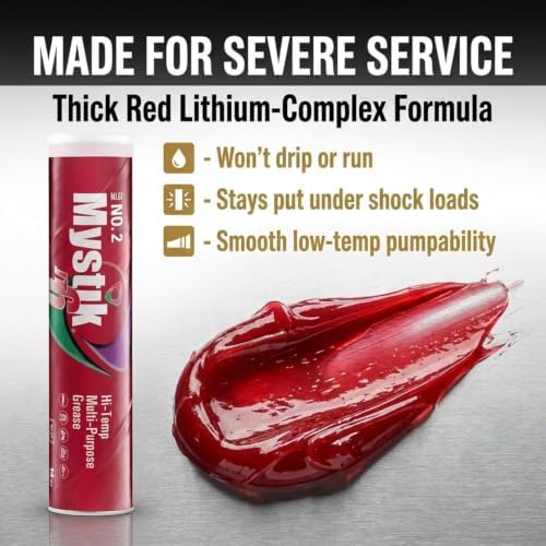 Mystik JT-6 High Temp Grease Tube for Grease Gun, Multi Purpose Red Lithium Complex, NLGI 2, Wheel Bearing Grease, 14 oz, 1 Pack