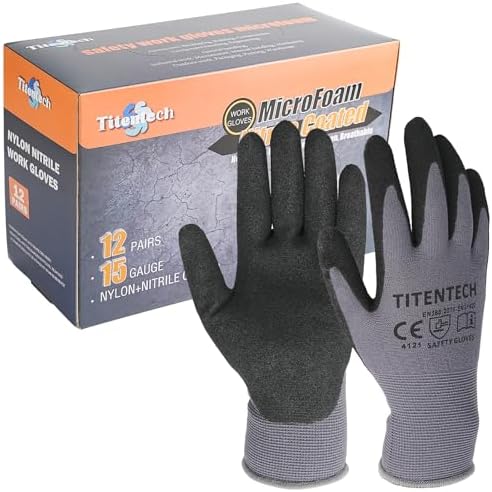 Microfoam Nitrile Coated Work Gloves 12 Pairs Heavy Duty