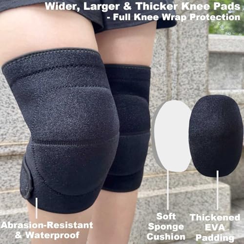 Work Knee Pads for Men, Women Adjustable Foam Pads, Black M, 1 Pair