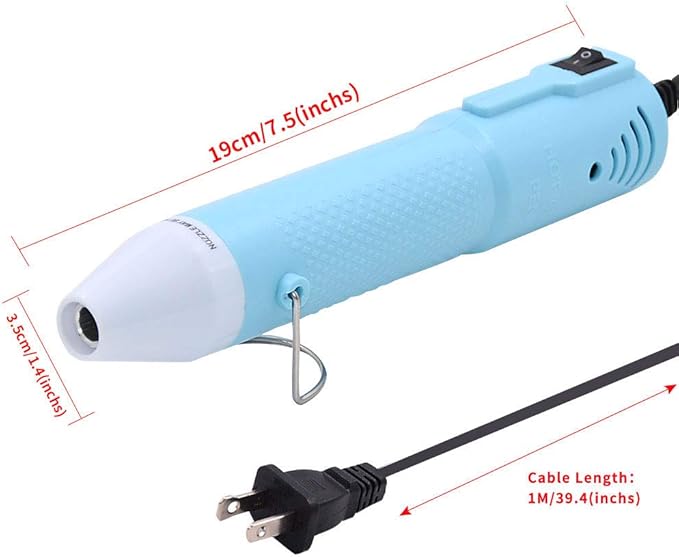 mofa Heat gun,Mini Hot Air Gun Tools Shrink Pen with Stand For DIY Embossing And Drying Paint Multi-Purpose Electric Heating Nozzle 150W 110V (Blue)