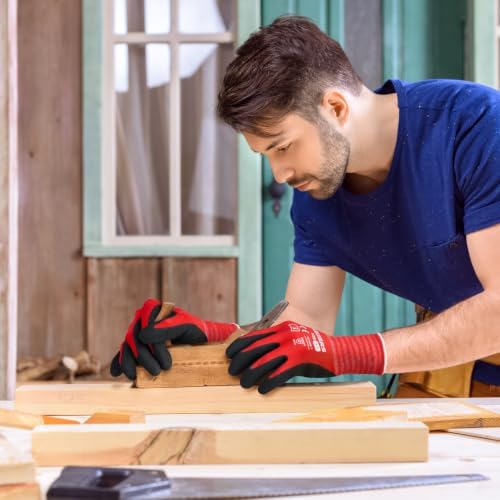 KEZERS Work Gloves,MicroFoam Nitrile Coated Work Gloves for Men,Seamless Knit Nylon Gloves,Home Improvement