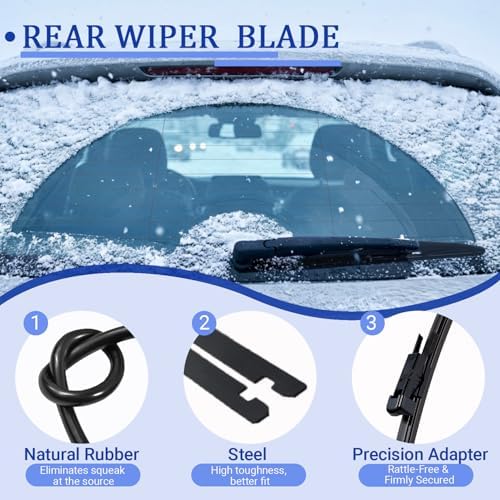 KAIYI 12" Rear Wiper Blade Automotive Back Windshield Wiper Replacement