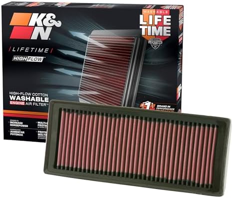 K&N High-Flow Original Lifetime Engine Air Filter: Increase Power: Premium, Washable: Compatible with 2007-2017 AUDI: A4, A5, Q5, 33-2945