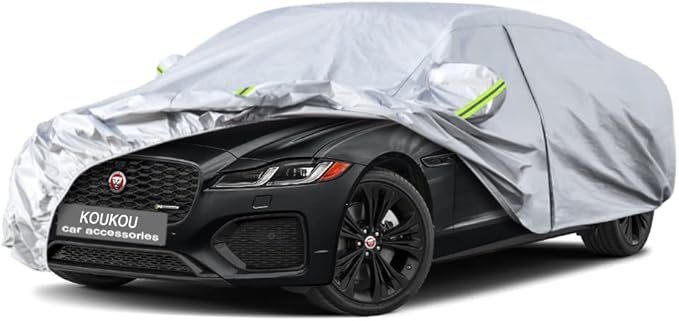 Koukou 6 Layers Car Cover Custom Fit Jaguar XF (2007-2025), Waterproof All Weather for Automobiles, Sun Rain Dust Snow Protection. (Ships from US Warehouse, Arrive Within 3-7 Days)
