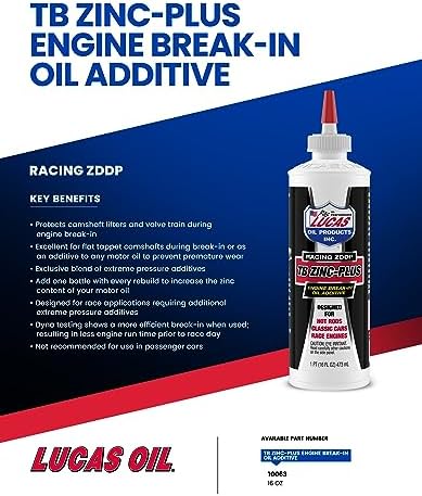 Lucas Oil 10063 Engine Break in Oil Additive w/TB Zinc Plus - 16 Ounce