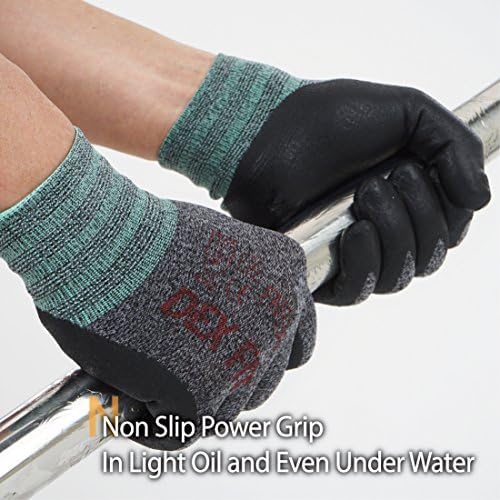 DEX FIT Nitrile Work Gloves FN330, 3D Comfort Fit, Touchscreen Grip Gloves for Warehouse, Construction, Package Handling, Delivery & General Work, Men & Women, BlackGray, XXL, 3 Pairs