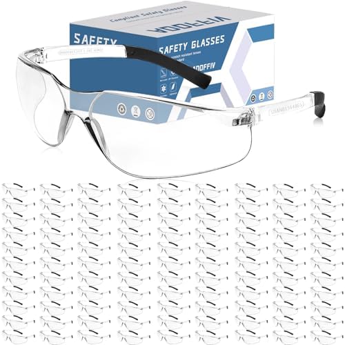 Safety Glasses Bulk of 100, ANSI Z87.1 Clear Eye Protection Glasses
