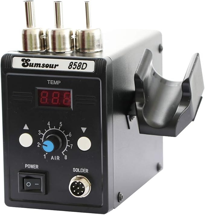 Hot Air Heat Soldering Gun 858D 700W 110V BGA Rework Solder Desoldering Station For SMD Welding Repair Tools Kit (Black 858D SET-3)