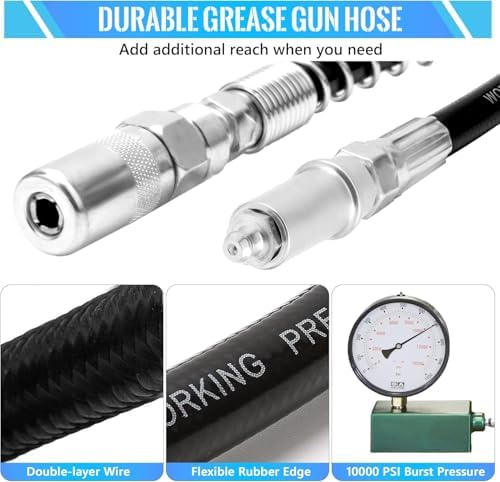 9 PCS Grease Gun Couplers, Quick Connect Greasing Accessory Kit