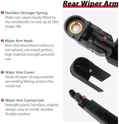 OTUAYAUTO Rear Wiper Arm and Blade Set - Replacement for Hyundai Palisade 2020-2024 Back Window Wiper Accessories Assembly OEM 98820-S8000