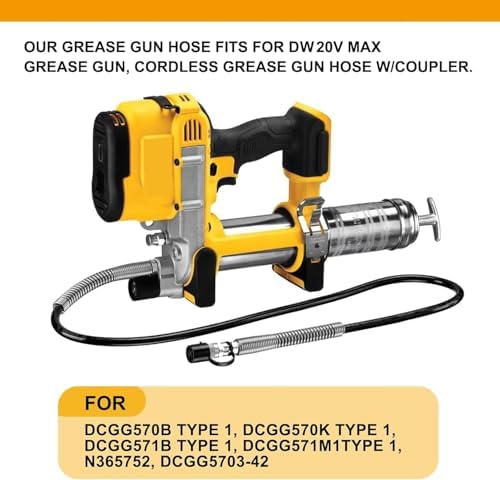 DCGG5703-42 Grease Gun Hose Kit for 20v Max Cordless Grease Gun, 1/8" NPT 42" Flexible Grease Hose Extension-W/Coupler