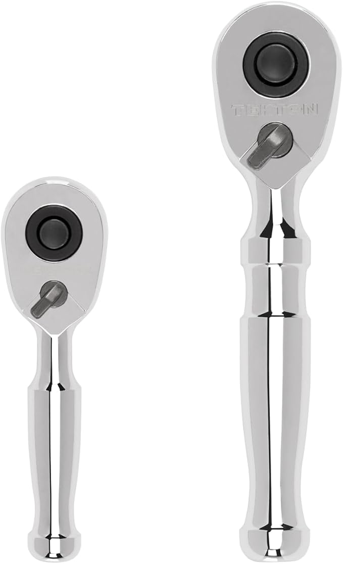 TEKTON 1/4, 3/8 Inch Drive Quick-Release Stubby Ratchet Set, 2-Piece (3, 4-1/2 in.) | SRH91105