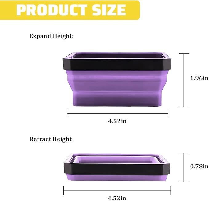 Collapsible Magnetic Car Parts Tray, Foldable Silicone Tool Tray with Magnetic Base, Double-Side Magnet Bowl for Auto Bolts, Screws, Nuts, Small Metal Parts, Universal Fit (Purple)