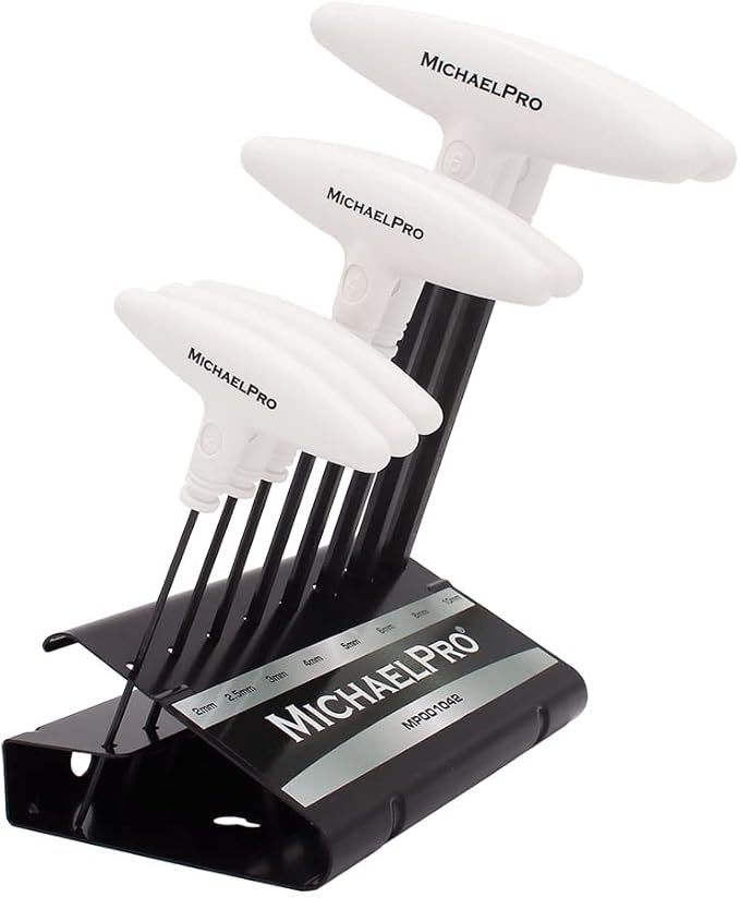 MichaelPro MP001042W 8-Piece T-Handle Ball End Allen Wrench Set, Hex Keys Set with Convenient Storage Stand (Metric, White)