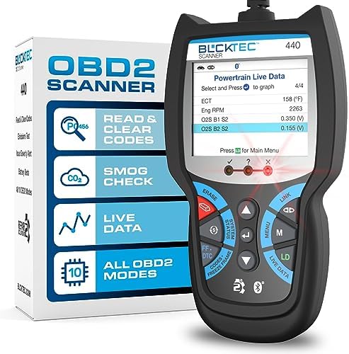 BLCKTEC 440 Bluetooth OBD2 Scanner Diagnostic Tool - Car Code Reader and Scanner for Car - Comes with Live Data - Battery/Charging System Test - Works for All OBD Compliant Cars 1996 & Newer
