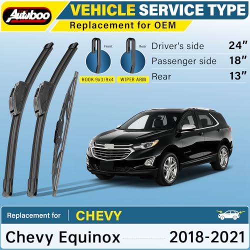 AUTOBOO Silicone Windshield Wiper Blade Replacement for Chevy Equinox