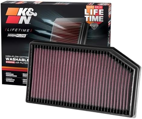 K&N High-Flow Original Lifetime Engine Air Filter: Increase Power: Premium, Washable: Compatible with 2018-2026 JEEP: Gladiator, Wrangler, Wrangler JL, 33-5076
