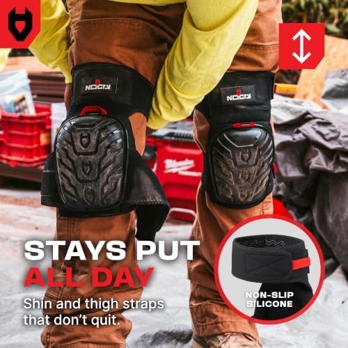 NoCry Professional Knee Pads for Work for Men — Adjustable Thigh and Shin Straps, Heavy-Duty Shell, and Thick Foam & Gel Cushioning — Ideal for Construction and Gardening