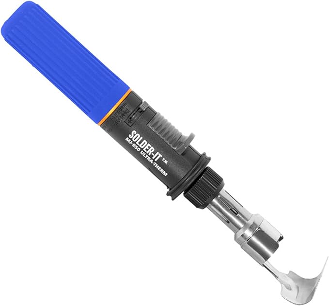 Solder-It Blue Ultra Therm Flameless Heat Gun (MJ-950) | Cordless Heat Gun with Wide Nozzle | Heavy Duty with 20 mL Butane Refill Tank | Mini Heat Gun for Crafts, Heat Shrink, and PVC Bending
