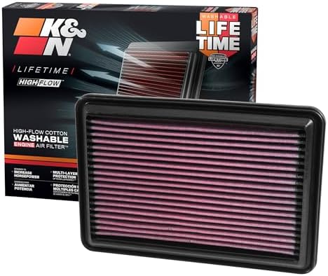 K&N High-Flow Original Lifetime Engine Air Filter: Increase Power: Premium, Washable: Compatible with 2014-2022 Nisssan/Renault: Qashqai, Rogue, X-Trail, Kadjar, Koleos, QM6, 33-5016