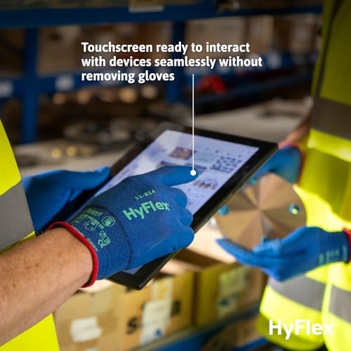 Ansell HyFlex Multi-Purpose Touchscreen Work Gloves with Aerofit Precision Comfort Technology