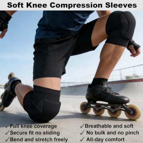 Men Women Knee Pads for Volleyball, Soft Cushion, Black Plus Size, 1 Pair