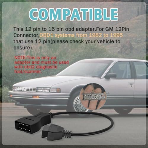 OBD1 to OBD2 Adapter Fit for GM 12Pin to 16 Pin Diagnostic Cable
