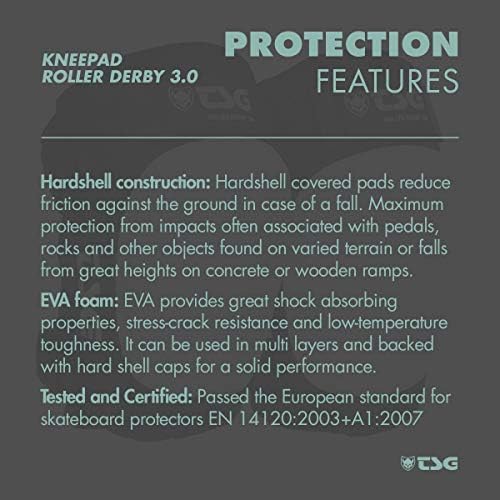 TSG Roller Derby Knee Pads 3.0, for Men & Women, Skateboarding, Roller skating, Rollerblade, Hardshell, Certified Protection, Tear Resistant Nylon, Ergonomic, Slim Profile, Open Back, Swiss Design