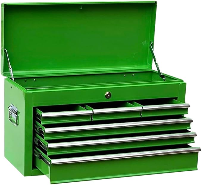 Workington Portable Metal Tool Chest with 6 Drawers, 24" 6-Drawer Tool Chest Cabinet with Ball Bearing Drawer Slides, Steel Tool Storage Box Organizer 4005 Green