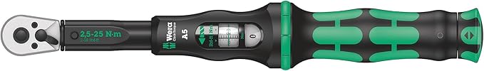 WERA 05075604001 Click-Torque A 5 Torque Wrench with Reversible Ratchet, 2.5-25 Nm, 1/4" x 2.5-25 Nm
