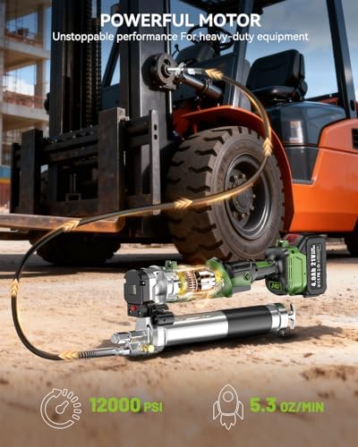 J-KU Electric Grease Gun Kit with 2 4.0Ah Batteries, 12000 PSI Cordless