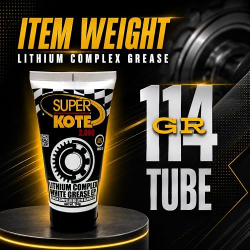 Lithium Complex Grease | Lubricant | Superkote 2000 Multipurpose | NLGI 2 | EP | High Temp | Automotive | Construction | Industry | Gear | Wheel Bearing | Axle | Bike | White | 114 gr Squeeze Tube