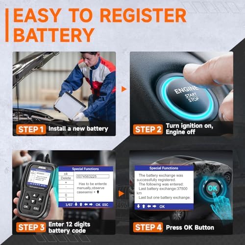 ANCEL FD500 OBD2 Scanner for Ford, Lincoln, Mercury, Battery Registration
