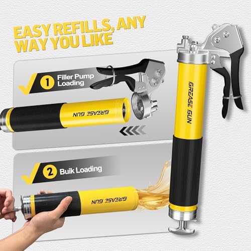 10000 PSI Grease Gun Kit, Quick-Release Coupler, 90° Adapter