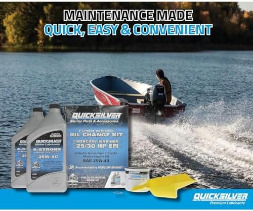 Quicksilver 4-Stroke Oil Change Kit – for Mercury Outboard Engines – 15, 20, 25, 30, 40, 50, 60, 75, 90, 115, 150, 175, 200, 225, 250, 300, 350, 400 HP