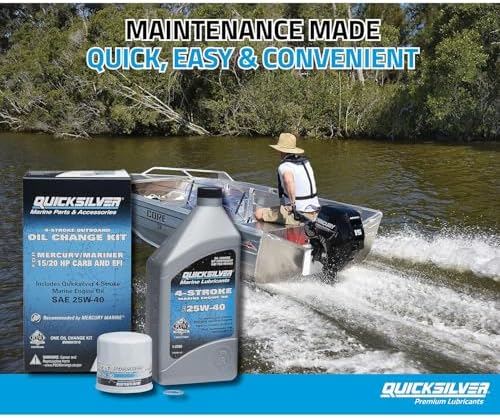 Quicksilver 4-Stroke Oil Change Kit – for Mercury Outboard Engines – 15, 20, 25, 30, 40, 50, 60, 75, 90, 115, 150, 175, 200, 225, 250, 300, 350, 400 HP