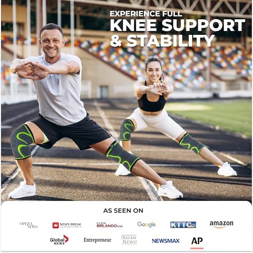 Modvel Compression Knee Brace for Women & Men - 2 Pack Knee Brace for Running Knee Pain, Knee Support Compression Sleeve, Workout Sports Knee Braces for Meniscus Tear ACL & Arthritis Pain Relief