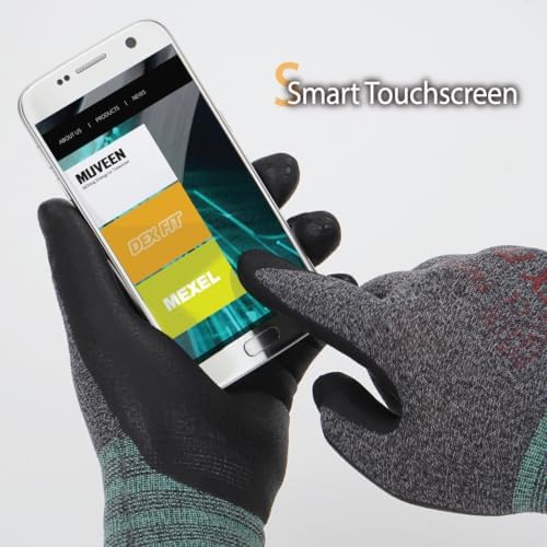 DEX FIT Nitrile Work Gloves FN330, 3 Pairs, 3D-Comfort Stretchy Fit, Firm Grip, Thin & Lightweight, Touch-Screen Compatible, Durable, Breathable & Cool, Machine Washable; Black Grey S (7)