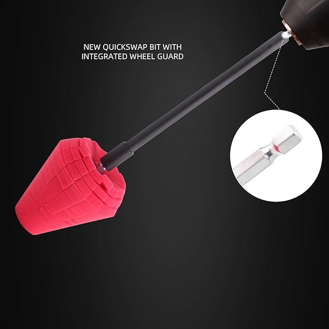 SPTA Metal Polishing Tool, Auto Cone Metal Polish Buffing Polishing Ball, Drill Buffing Sponge Pads Buffing Wheel for Drill Foam, Sponge Buffing for Automotive Car Wheel Hub Care