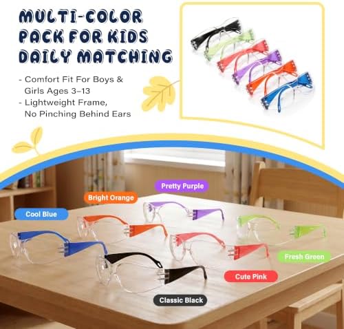 24 Pack Kids Clear Safety Glasses, ANSI Z87.1 Youth Safety Goggles, Impact Resistant Polycarbonate Lenses, Boys Girls Eye Protection for School Science Lab, Sports, Nerf Party & DIY